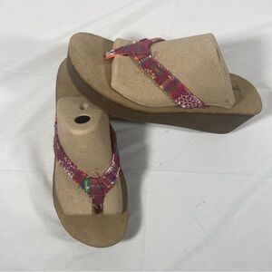Sanuk Women’s Sandals Size 10 Wedge Multicolor Casual Comfort Beach Slip On